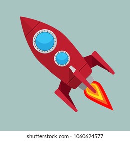 Rocket icon vector flat design.