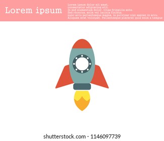 Rocket Icon Vector, Flat Design