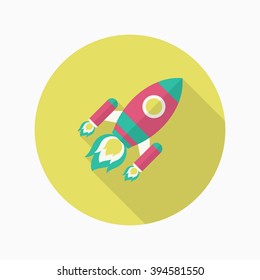 Rocket icon, Vector flat long shadow design. Transport concept.