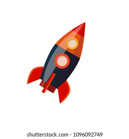 Rocket icon. Vector illustration. Cartoon style. Startup concept. Space ship.