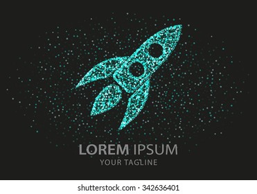 Rocket  icon. Vector Illustration. Design logo element. Isolated on black  background.