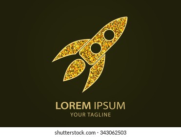 Rocket  icon. Vector Illustration. Design logo element. Isolated on black  background.