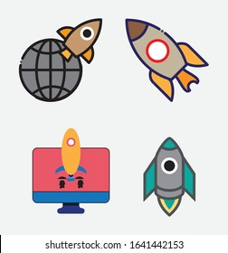 Rocket icon. Vector illustration for flight or game etc.