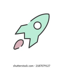 rocket icon vector illustration logo template for many purpose. Isolated on white background. full color cartoon