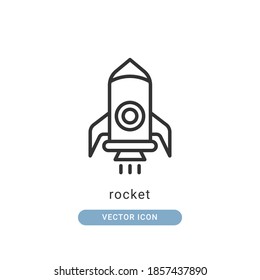 ilustración vectorial de icono de cohete. diseño de contorno de icono de cohete.