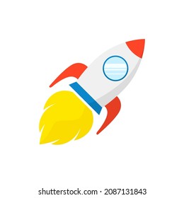 Icono de cohete. Ilustración vectorial. Barco de cohetes de estilo plano. Icono de concepto de inicio aislado