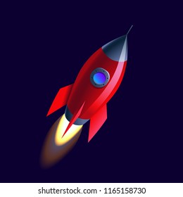 Rocket icon. Vector illustration. Space flat vector background with rocket, spaceship. Space for your text.