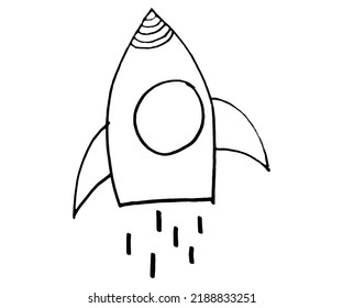 Icono de cohete. Ilustración vectorial de un cohete espacial. cohete de dibujos animados a mano.