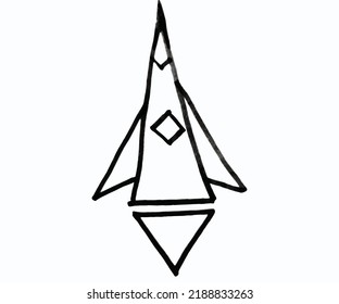 Rocket icon. Vector illustration of a space rocket. Hand drawn cartoon rocket.