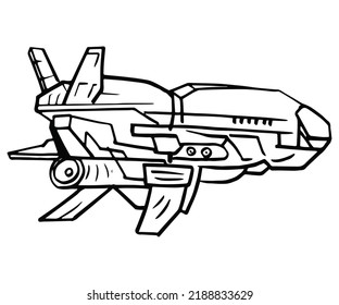 Icono de cohete. Ilustración vectorial de un cohete espacial. cohete de dibujos animados a mano.