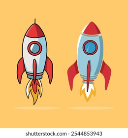 Rocket Icon Vector Illustration With Rocket Spaceship Launch 