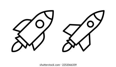 Ilustración vectorial de icono de cohete. Firma y símbolo de inicio. icono del lanzador de cohetes