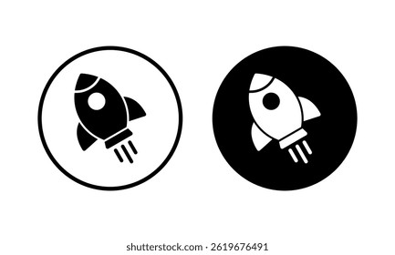 Ilustración vectorial de icono de cohete. Signo y símbolo de inicio. icono de lanzacohetes