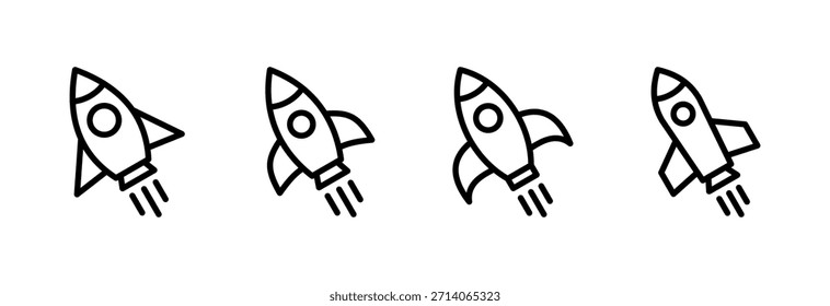 Ilustración vectorial de icono de cohete. Signo y símbolo de inicio. icono de lanzacohetes