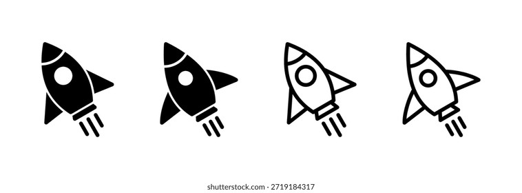 Ilustración vectorial de icono de cohete. Signo y símbolo de inicio. icono de lanzacohetes