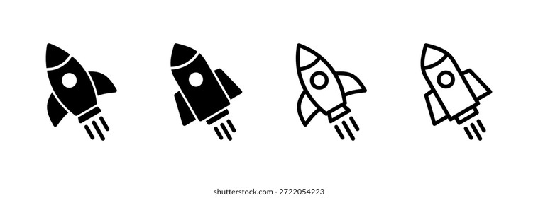 Ilustración vectorial de icono de cohete. Signo y símbolo de inicio. icono de lanzacohetes