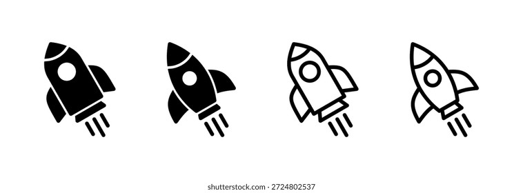 Ilustración vectorial de icono de cohete. Signo y símbolo de inicio. icono de lanzacohetes