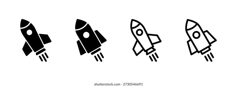 Cohete icono Ilustración vectorial. Signo y símbolo de inicio. icono del lanzador de cohetes
