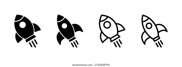 Cohete icono Ilustración vectorial. Signo y símbolo de inicio. icono del lanzador de cohetes
