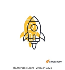 Rocket icon vector illustration. Rocket symbol isolated on white background.