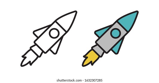 Rocket icon. Vector illustration of a rocket taking off. The start character. Illustration template.