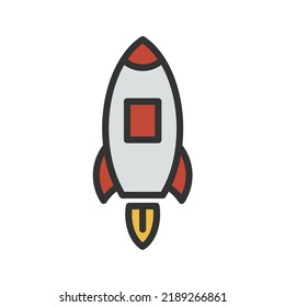 Rocket icon vector image. Can also be used for Space. Suitable for mobile apps, web apps and print media.