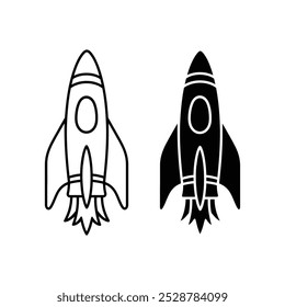 Rocket icon vector isolated on white background.
