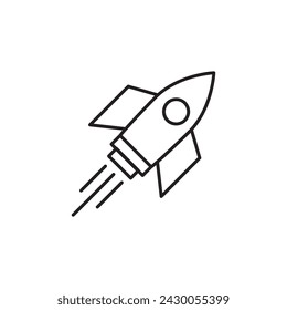 Rocket icon vector. Rocket launch sign simple liner vector illustration on white background..eps