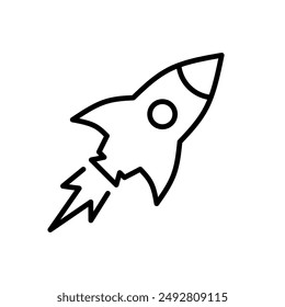 rocket icon vector with line design