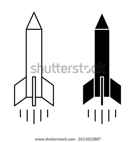 Rocket Icon Vector. Rocket Vector Icon in line style design. Symbol of Rocket. Vector illustration.