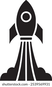 Rocket Icon Vector Silhouette , Rocket Vector Silhouette , Rocket Line Art Illustration Drawing Vector