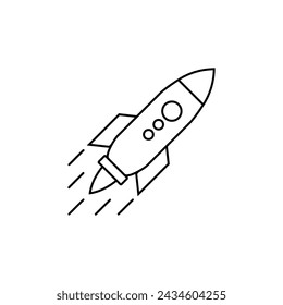 Rocket icon vector. Simple outline rocket sign eps 10