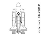 Rocket icon vector. Space Craft illustration sign. Shuttle symbol or logo. Rocket doodle outline for colouring vector .