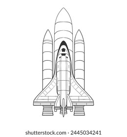 Rocket icon vector. Space Craft illustration sign. Shuttle symbol or logo. Rocket doodle outline for colouring vector .