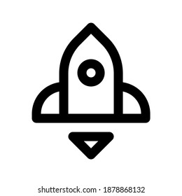 Rocket Icon vector for speed up or booster symbol. isolated on white background