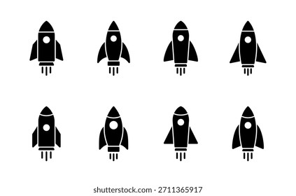 Vector de icono de cohete. Signo y símbolo de inicio. icono de lanzacohetes