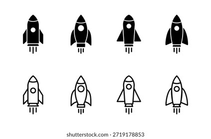 Vector de icono de cohete. Signo y símbolo de inicio. icono de lanzacohetes
