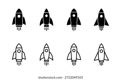 Vector de icono de cohete. Signo y símbolo de inicio. icono de lanzacohetes
