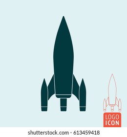 Rocket icon. Vintage rocket spaceship symbol. Vector illustration