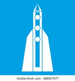 Rocket icon white isolated on blue background vector illustration