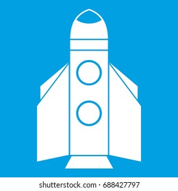 Rocket icon white isolated on blue background vector illustration