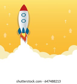 the rocket icon and yellow background, start up business concept illustration  