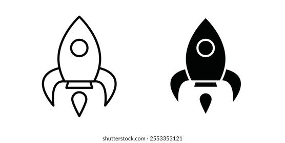 Rocket icons in black filled and outlined style