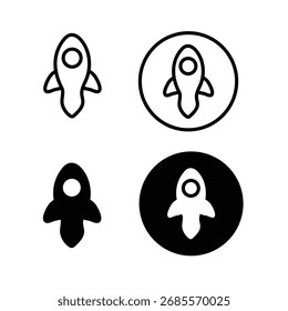 Rocket Icons for Launch and Innovation: Una selección de iconos de cohetes modernos que simbolizan el progreso, el lanzamiento, la innovación y los conceptos de visión de futuro, ideales para una variedad de aplicaciones de diseño.