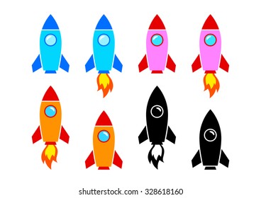 Rocket icons on white background