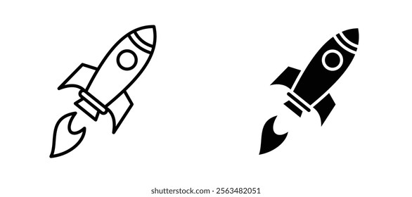 Rocket icons in outline and fill. vector illustration for ui.