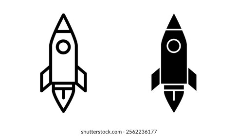 Rocket Icons pack in outlined and flat versions