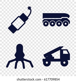 Rocket icons set. set of 4 rocket filled icons such as firework