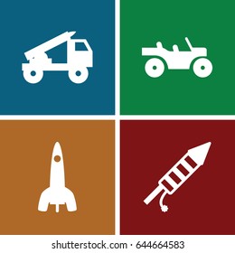 Rocket icons set. set of 4 rocket filled icons such as fireworks
