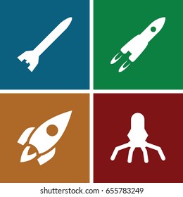 Rocket icons set. set of 4 rocket filled icons such as